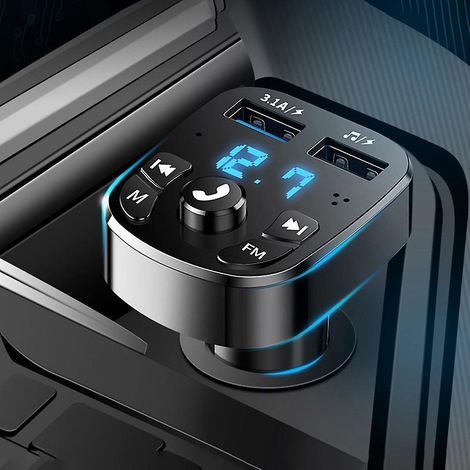 Kit autoradio avec émetteur FM, chargeur de voiture rapide, double port USB QC3.0, voltmètre et entrées/sorties auxiliaires, compatible Bluetooth 5.0. (1/5)