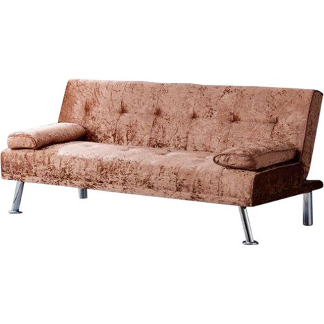 Crushed Velvet Italian Designer Style Sofa Bed in Brown