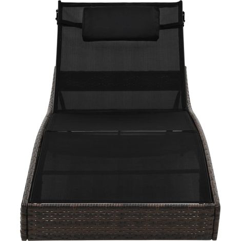 Maison Exclusive - Lettino Prendisole con Cuscino in Polyrattan Marrone (1/5)