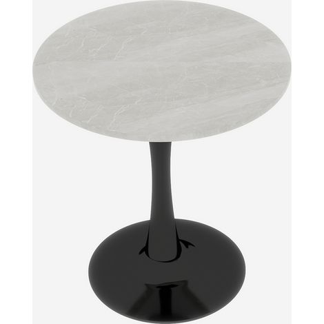 Tavolino da caffè rotondo 70 cm in marmo artificiale nero e bianco MODENUIT (1/5)