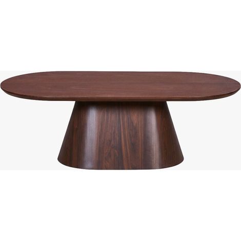 Mobilier Deco – Table basse ovale 120 cm en MDF décor bois foncé – Piètement conique moderne – Surface généreuse pour objets décoratifs (1/5)