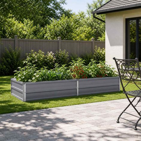 vidaXL Cama de Jardín Elevada Gris 160 x 80 x 24 cm (1/5)
