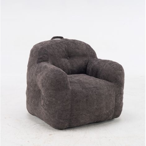 Poltrona a sacco 95x95x79 cm in pelliccia sintetica grigio scuro con braccioli - CHICFURN (1/5)