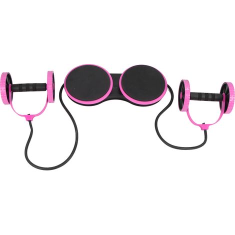 Rouleur abdominal multifonction avec corde de traction, entraînement des muscles abdominaux, fitness complet, rose (1/5)