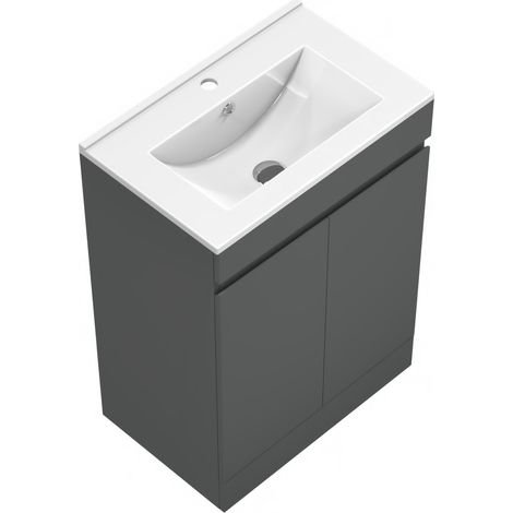 600mm Grey Bathroom Vanity Unit with Basin Sink Storage
