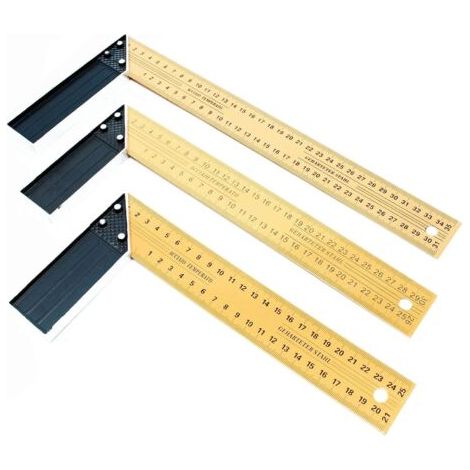Jeu Équerre Menuisier 3 pcs. 250-350mm 90° Angle de butée Équerre de Charpentier Angle de traçage (1/5)