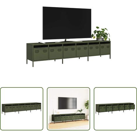 vidaXL Kaltgewalzter Stahl - TV-Schrank Olivgrün 202x39x43,5 cm Kaltgewalzter Stahl (1/5)