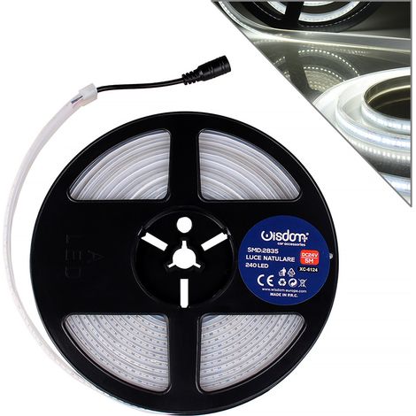 STRISCIA LED SMD 2835 DA 5 METRI LUCE FREDDA 6500K PER USO ESTERNO - ALTA LUMINOSITA' E FLESSIBILITA' PER OGNI ESIGENZA