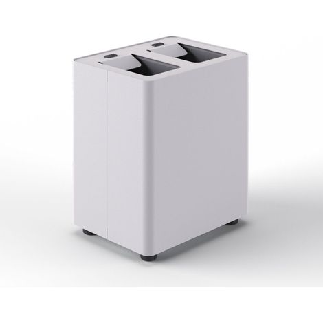 Pattumiera a 2 Scomparti Totale 16 L 33x25,5x39 cm con Contenitori Interni in Acciaio Verniciato Bianco