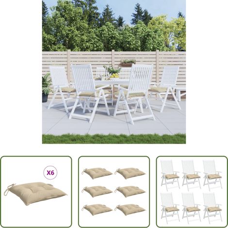 vidaXL Terrassenkissen -  Palettenkissen 6 Stk. Beige 50x50x7 cm Oxford-Gewebe