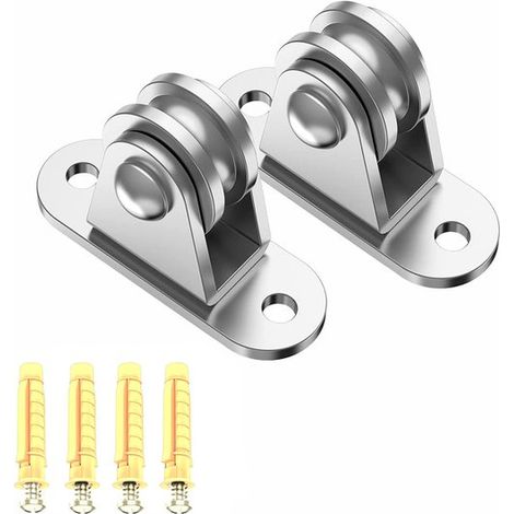 2 pièces - Poulie - Petit palan - Poulie - Poulie silencieuse - Palan simple - Palan en acier inoxydable 304 - Roulement duplex amovible - Poulies fixes robustes - Kits de manutention et de déménageme (1/5)