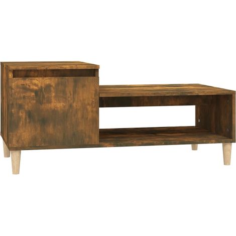 Tavolino da caffè con vano contenitore design rustico 100 x 50 x 45 cm marrone legno ingegnerizzato DEC038329
