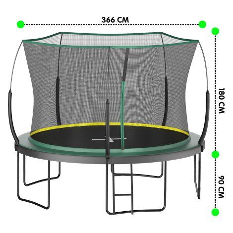 Trampoline sans ressorts Skybound 366 cm - vert