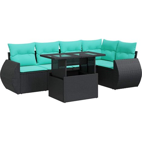 Maison Exclusive - Set sofás jardín y cojines 6 pzas ratán sintético acacia negro (1/5)