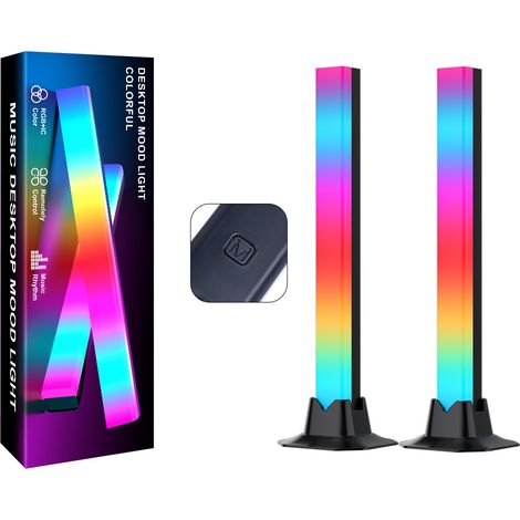 Pack de 2 lampes d'ambiance gaming avec synchronisation audio, contr么le Bluetooth et application pour effets lumineux RGB sur bureau (1/5)