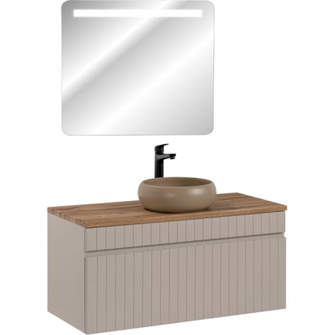 Meuble vasque à poser + miroir LED - 100 cm - Emblematic Cashmere - Livraison gratuite