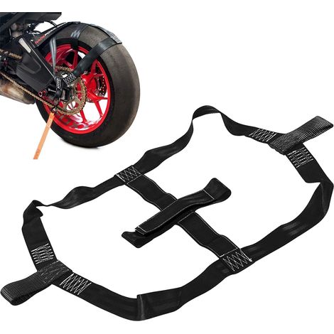 Sangle Moto Remorque Sangles D'arrimage 48 mm Sangle Arrimage Accessoires Universelle pour Roue Arrière de Moto Sangles de Fixation pour Roue Arrière Pneu (Noir) (1/5)
