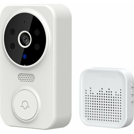 Sonnette vidéo intelligente sans fil, sonnette visuelle intelligente, interphone domestique, sonnette de sécurité WiFi avec vision nocturne HD, sonnette sans fil-AquaForge