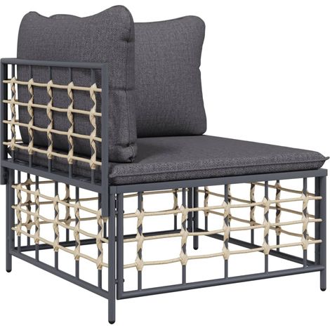 Maison Exclusive - Garten-Ecksofa mit Dunkelgrauen Kissen Poly Ra