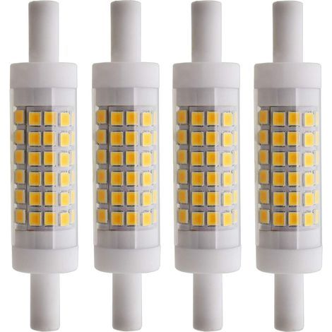 R7S 5W 78mm Ampoules LED en Céramique 60 SMD2835 Blanc Chaud 3000K 500lm Non Compatible avec variateur d'intensité (lot de 4) (1/4)
