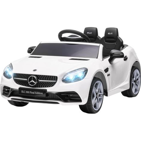 Elektrisches Kinderauto, LED-Scheinwerfer, Sicherheitsgurt, Hupe, Musik, 3–5 km/h, weiß, 107 x 62,5 x 44 cm