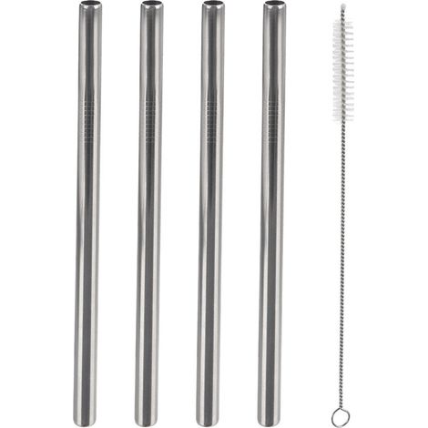 Wiederverwendbare stahlstrohhalme mit reinigungsburste - 4er pack (1/5)