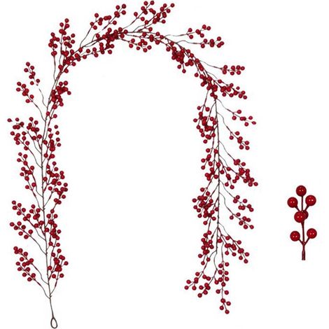 Guirlande De Baies Rouges - Guirlande De Houx Artificielle 180 Cm - Décoration De Noël Pour Arbre Intérieur Extérieur Cheminée Fenêtre Porte - 1 Pièce (1/5)