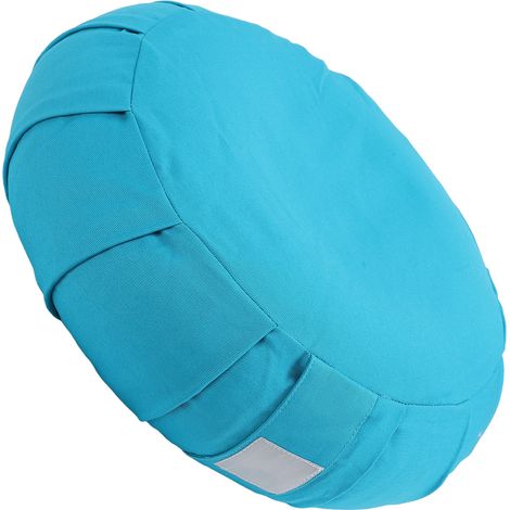 Coussin de méditation en cosses de sarrasin, traversin de yoga, oreiller de genoux, housse en coton, poignée de transport, coussin de sol pour la méditation, bleu saphir (1/5)
