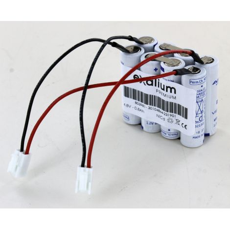 Exalium Premium – Batterie pour alarme 2x 4.8V 2x 4VST AAL 803981 – NiCd 800mAh – Avec 2 connecteurs pour installation rapide - SAFT 2 X