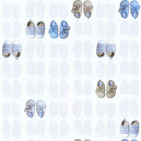 BRICOFLOR Papier peint motif Tapisserie motif Papier peint enfant Papier peint intissé Bleu Blanc - 10,05 x 0,53 m (1/5)