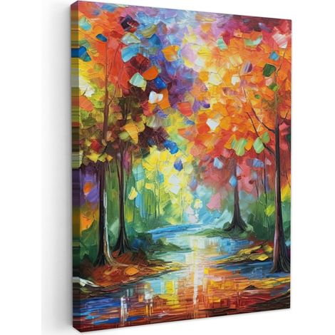 CUADRO EN LIENZO Paisaje - Bosque - Colores - Naturaleza Cuadros Decorativos 60x80 cm