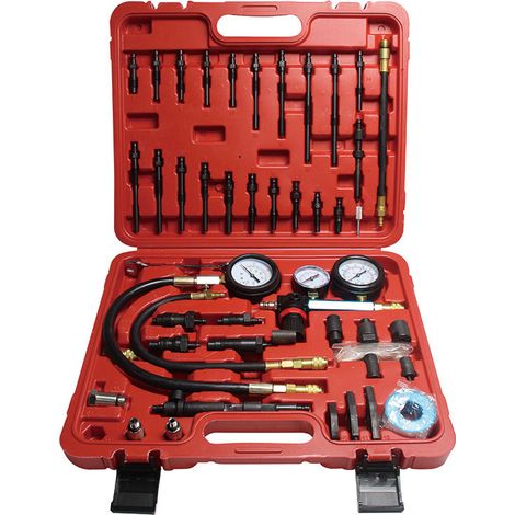 Kit de Testeur de Compression Automobile avec Manomètre à Double Cadran Diesel 46 Pièces (1/5)