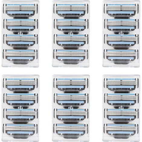 24 lames de rasoir, recharges compatibles avec le manche 3, triple lame, conception anti-obstruction, bandes lubrifiantes douces, idéal pour les peaux sensibles (1/4)