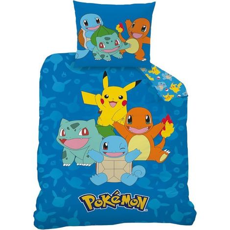 KLVGTIFS PU - Parure de lit Enfant 1 Personne Housse de Couette 140x200 cm + Taie d'oreiller 65x65 cm Imprimé Réversible Garçon Bleu (1/5)