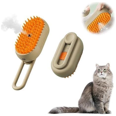 Filiyano-Brosse vapeur pour chats et chiens - Brosse de toilettage avec fonction vapeur et massage, marron (1/5)