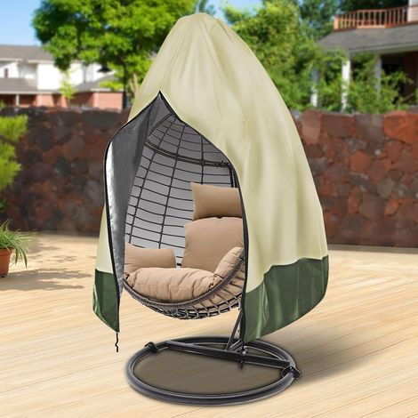 Housse de chaise en forme d'œuf avec fermeture éclair, résistante aux UV, résistante aux UV, housse de chaise en osier coupe-vent pour balancelle de terrasse, housse imperméable pour chaise à (1/5)