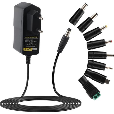 5V 2A Netzteil mit 8 DC-Ausgängen für 5V-Elektronikgeräte wie Tablets, Smartphones, USB-Hubs und Überwachungskameras zuverlässige Stromversorgung bis zu 2000mA kompakt