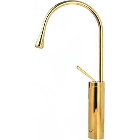 Badezimmerarmatur, Einhebel-Waschtischarmatur, Warm- und Kaltwasser, 48 cm hoch (gold).