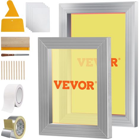 Lot de 2 Cadres de Sérigraphie Kit de Sérigraphie avec Cadre en Aluminium 20,3 x 25,4 cm/25,4 x 35,6 cm à Maille 110 Accessoires Complets Grattoir Ruban Kit Débutant pour Tissu Papier Plastique (1/5)