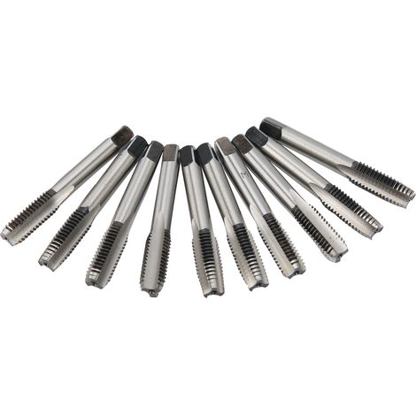 Lot de 10 tarauds métriques M10 en acier au carbone à goujure droite, taraud conique de première qualité, haute rigidité (1/5)