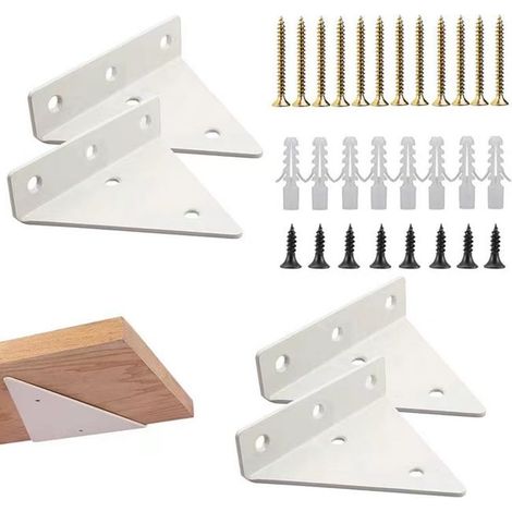 (4 pièces blanc) Support d'étagère triangulaire Angle d'étagère flottant Support d'étagère murale Support d'étagère mural Invisible Triangle flottant