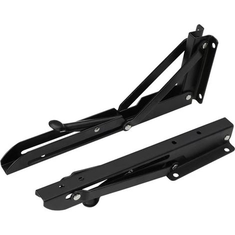 Équerre de fixation pliable en acier – Charge lourde – Dimensions – Pour étagères et établis (1/3)