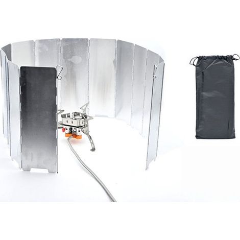 14 plaques de cuisson pliables et coupe-vent en aluminium avec sac de rangement, housse coupe-vent pour réchauds à gaz, réchauds de camping, réchauds portables, convient aux réchauds de camping et de (1/5)