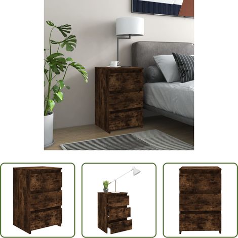 vidaXL Holz Nachttisch -  Nachttisch Räuchereiche 40x35x62,5 cm Holzwerkstoff (1/5)