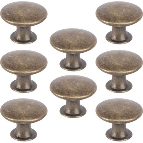 Bouton de Meuble Rond Tête Plate Rétro 8 Pièces Café Alliage D’aluminium et Fer, Vis Incluses, pour Porte et Bibliothèque, Style Classique Simple (1/5)