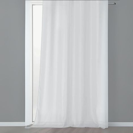 Voilage "Chic" en voile de lin et galon fronceur Blanc 290x240 cm (1/2)