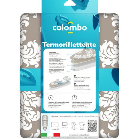 Colombo New Scal Termoriflettenti Cubierta superior para tabla de planchado Algodón Beige, Blanco