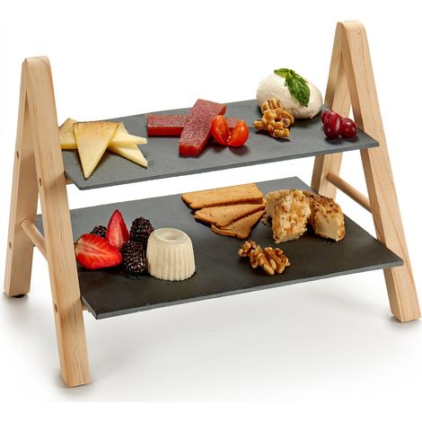 Zweistufige Etagere aus Schiefer MONOLIT, 40 cm (1/4)