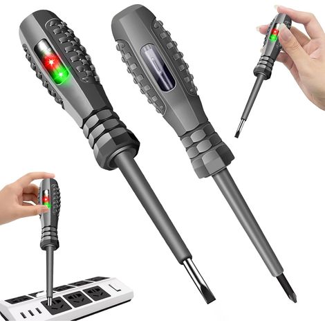 Juego de 2 destornilladores comprobadores de voltaje, destornilladores de alto torque 2 en 1, destornilladores para prueba de cierre, destornilladores eléctricos, destornilladores para sensores de pot (1/5)