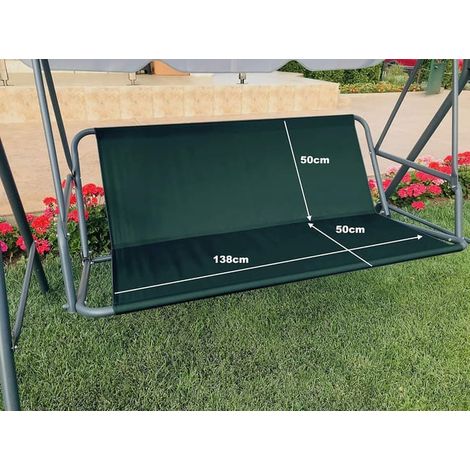 Housse de remplacement pour balancelle de jardin, tissu Oxford 600D imperméable et durable (138 x 50 x 50 cm, teinte verte, couvre-siège uniquement) (1/4)